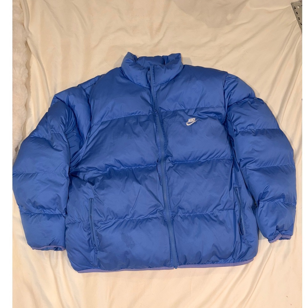 Nike Mens Blue Puffer Jacket Full Zip Insulated Quilted Coat XXL (714)